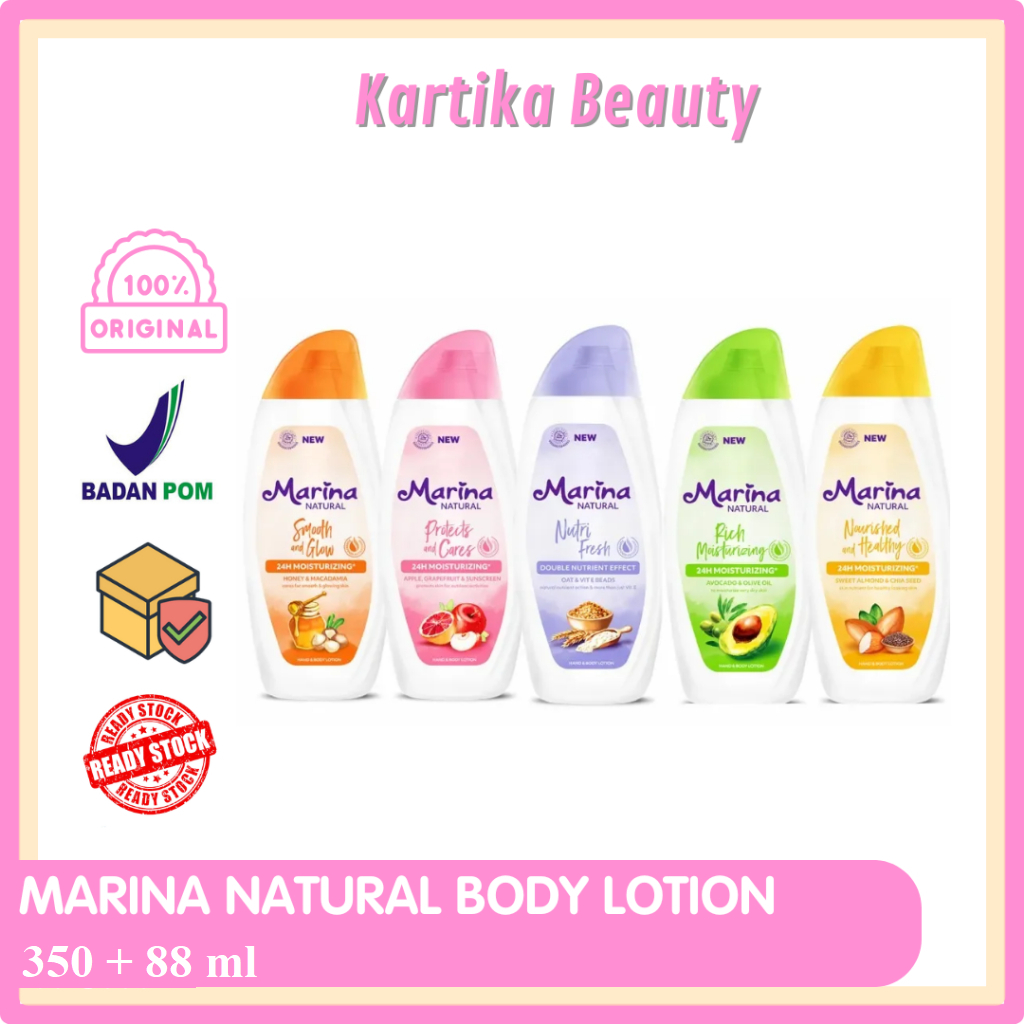 MARINA NATURAL HAND BODY LOTION 438 ML | HENBODI MARINA LOSYEN BADAN UKURAN BESAR HBD MELEMBABKAN
