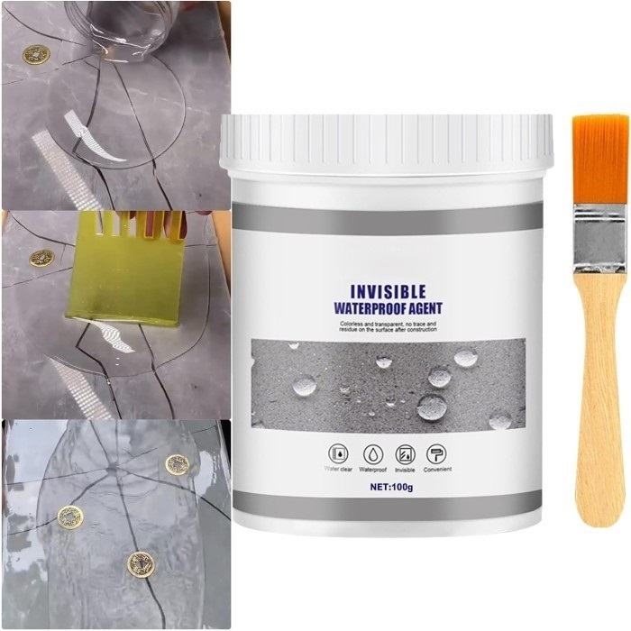 Invisible Lem Cat Transparan Perekat Anti Bocor Air Perekat Bening Invisible Retak Serabut Genteng Dinding Atap  Wastafel Keramik Lem Waterproof Sealant Agent 100 g 300g 100g bonus Kuas pipa dinding langit-langit atap kusen jendela Rembes Air JAYSUING