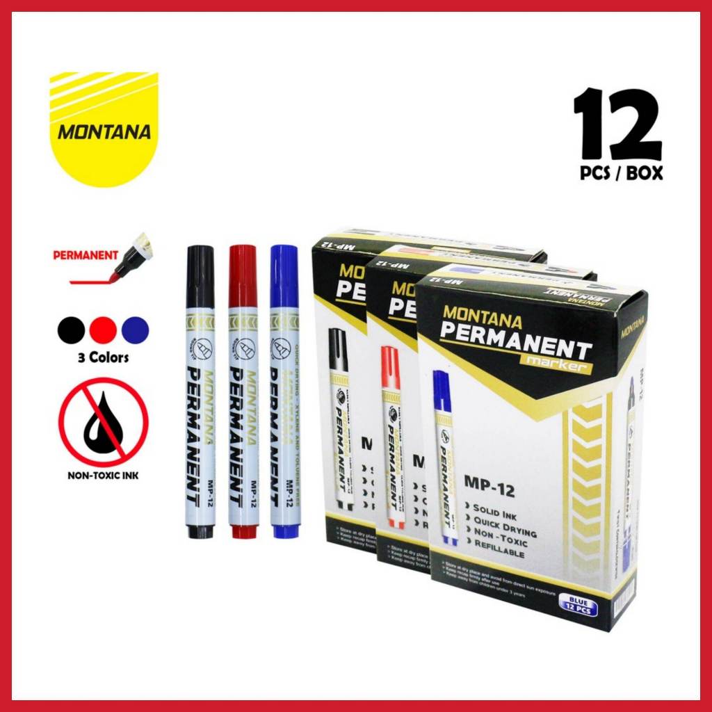 

Spidol Permanen Montana MP-12 Original - Spidol Permanent Marker Hitam / Warna - Bisa Diisi Ulang - Harga Satuan