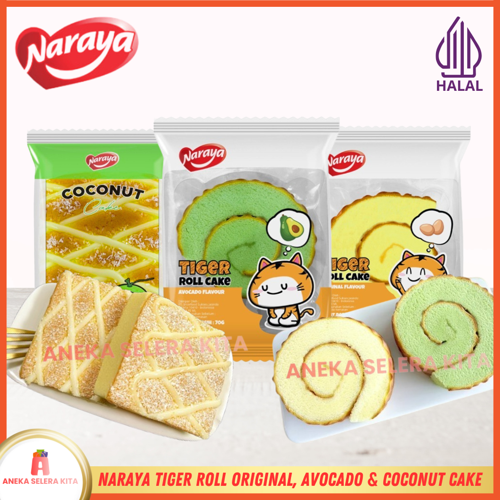 

Naraya Tiger Roll Original, Avocado & Coconut Cake Halal 70g-80g