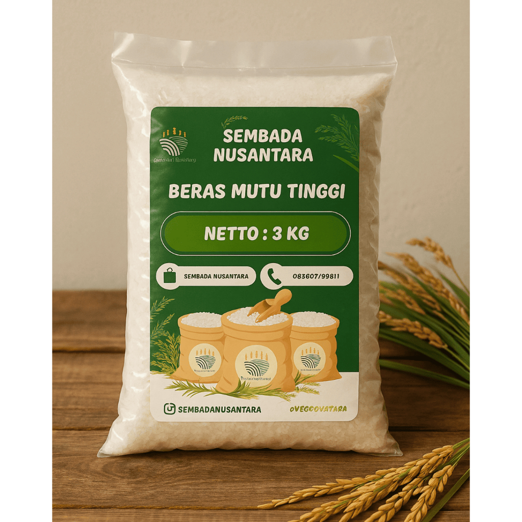 

Beras Premium Sembada Nusantara 3Kg - Beras Pulen Putih, Kualitas Super