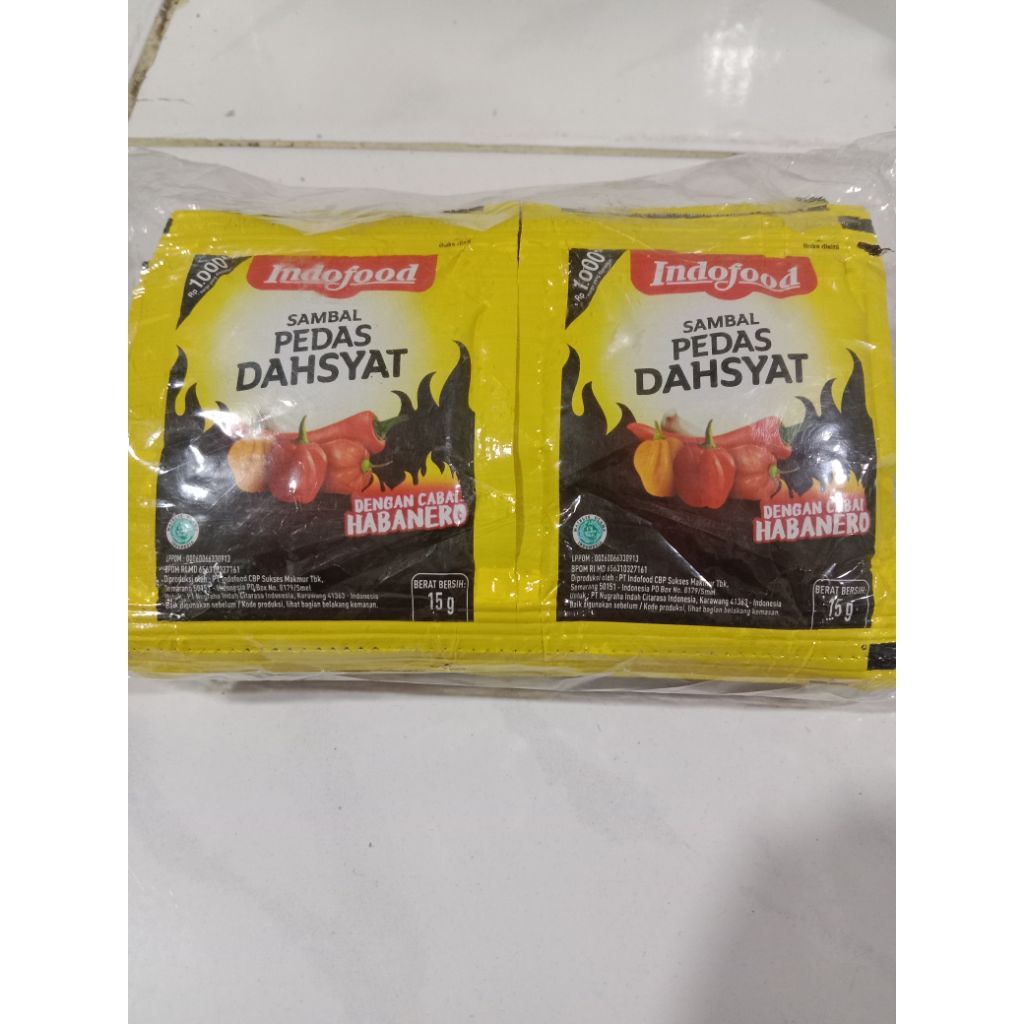 

Indofood Sambal Pedas Dahsyat Renceng Dengan Cabai Habanero 15gr X 10 Sachet