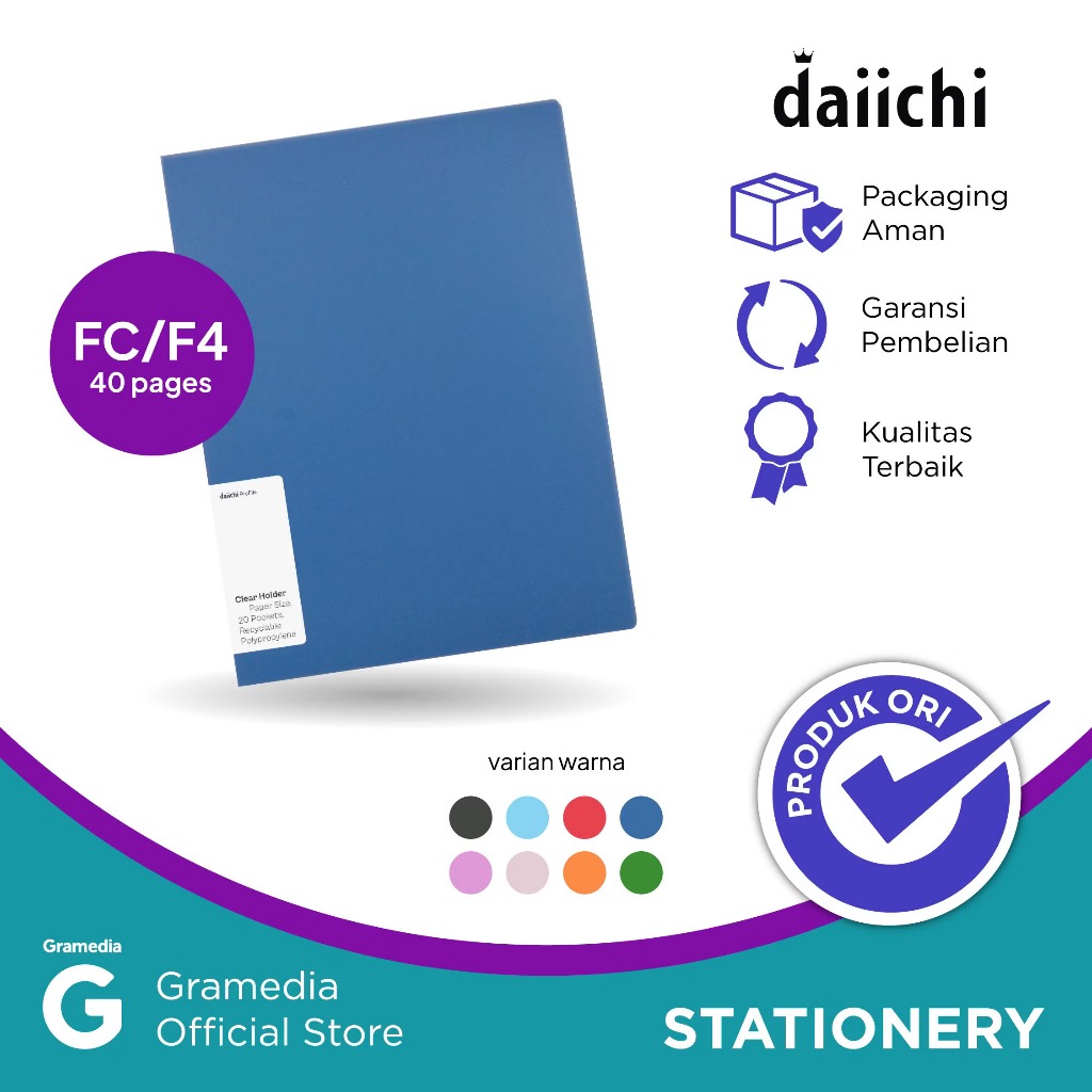 

(Original) Gramedia Pekanbaru - Map Daiichi Dpr2 Clear Holder FC 40 P Regal Blue