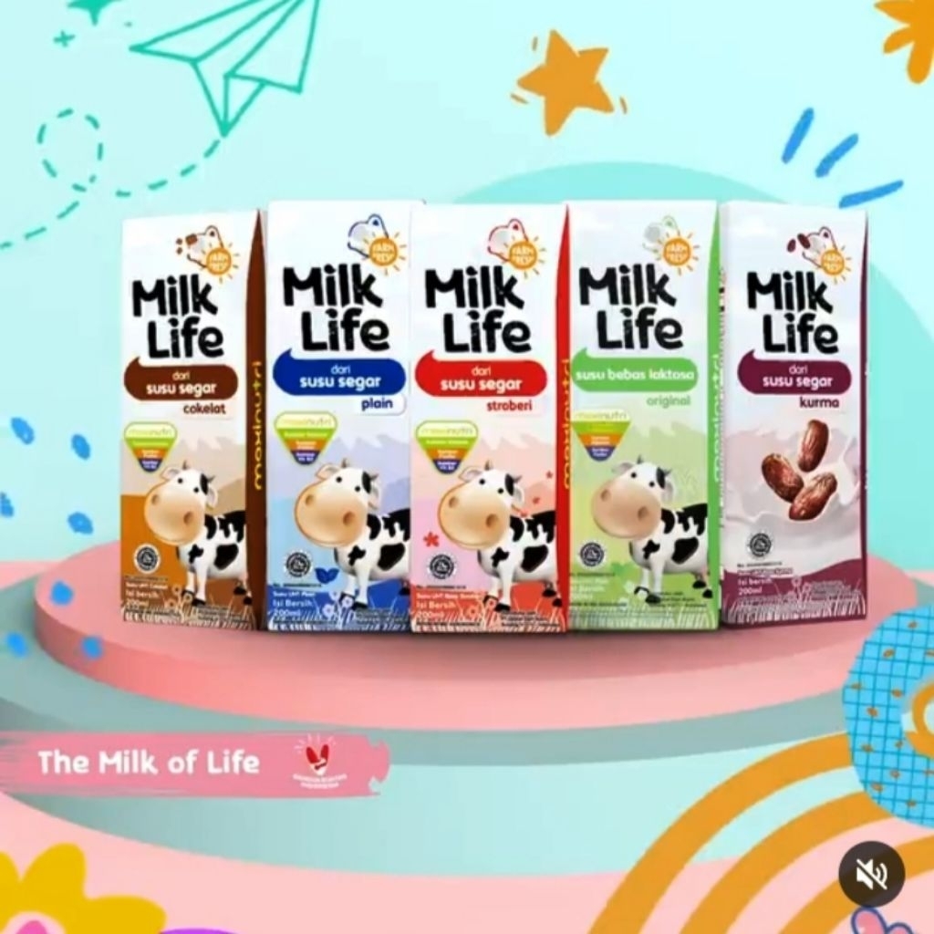 

Susu UHT MilkLife 200ml , Coklat ,Stroberi ,Full Cream isi 24 pcs