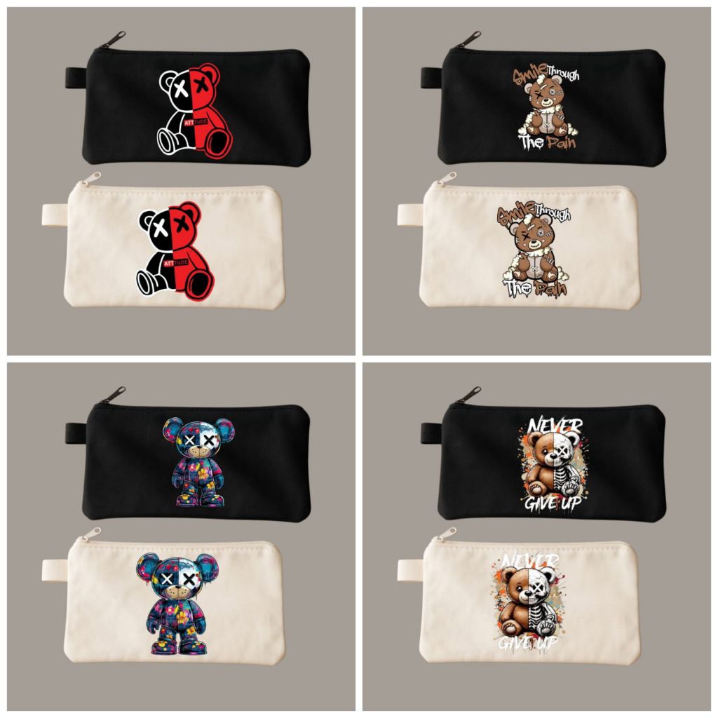 

Tempat pensil boneka teddy bear/Tepak kanvas premium/Tempat alat tulis/Tempat kosmetik/Tempah hp/Tempat dokumen kartu/Pouch