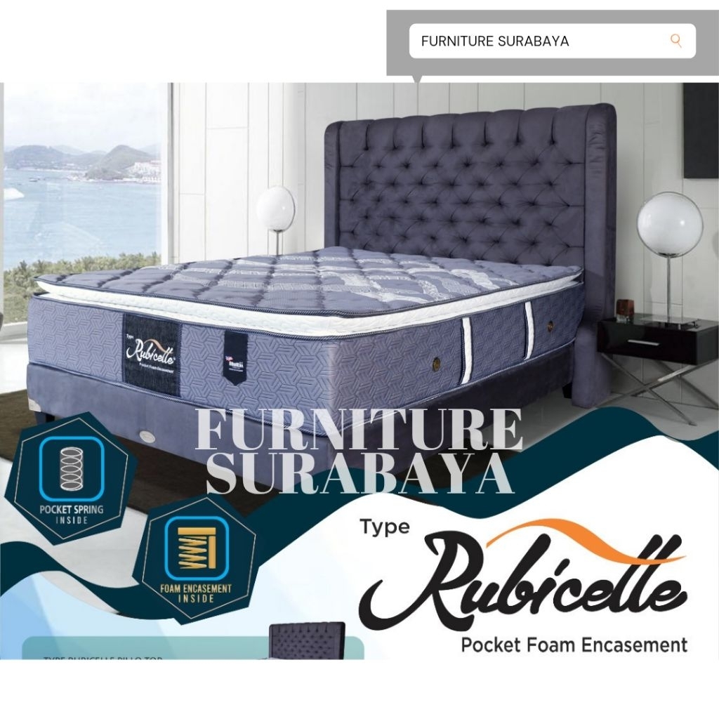 kasur spring bed american rubicelle pocket pillow top 90 120 160 180 140 x 200 matras 90x200 120x200