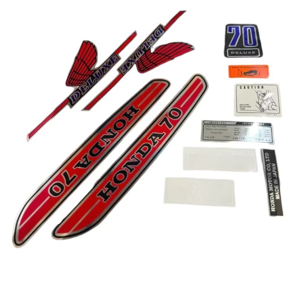 striping sticker list body Honda C70 full set merah