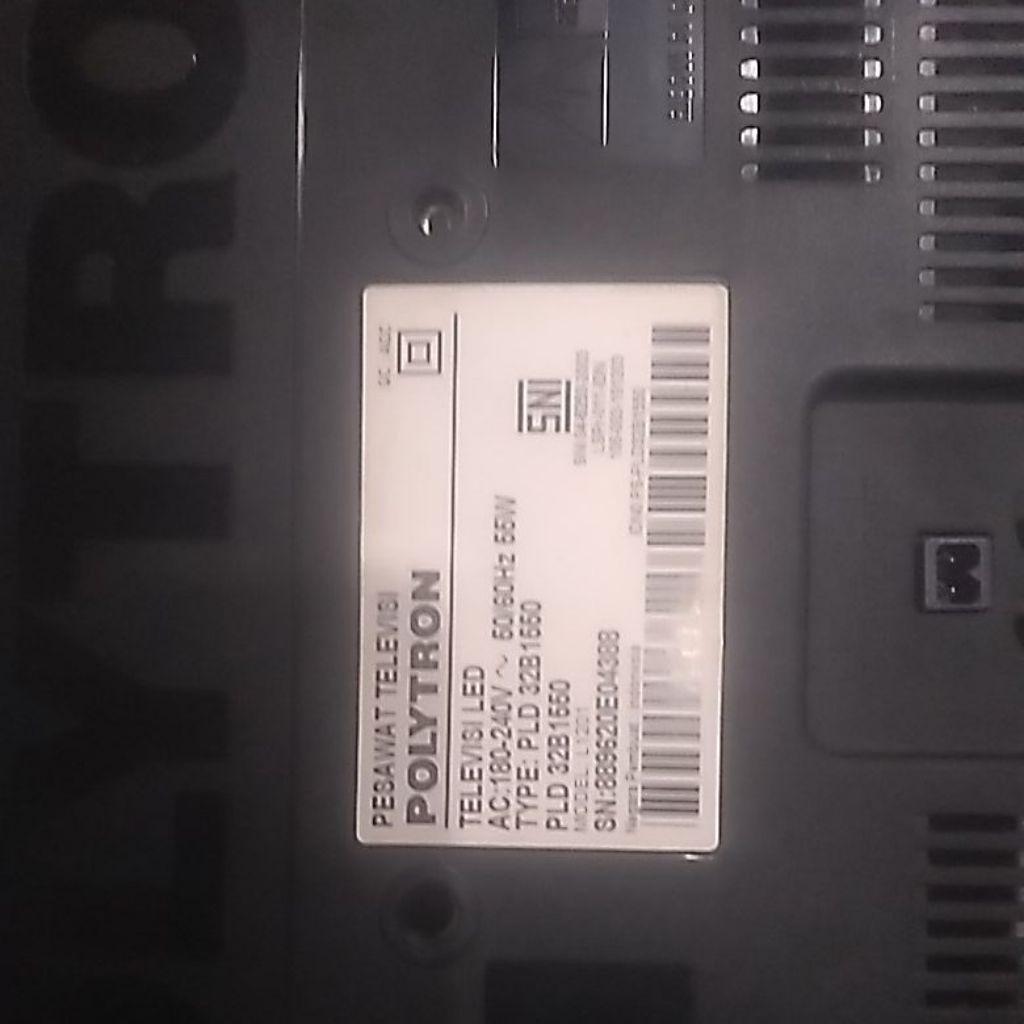 mainboard tv polytron pld 32b1550 exs layar pecah  mesin normal