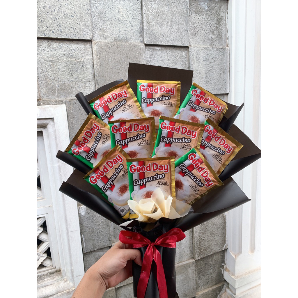 

ready bisa cod buket kopi gooday cappucino isi 10 pcs hadis ulang tahun