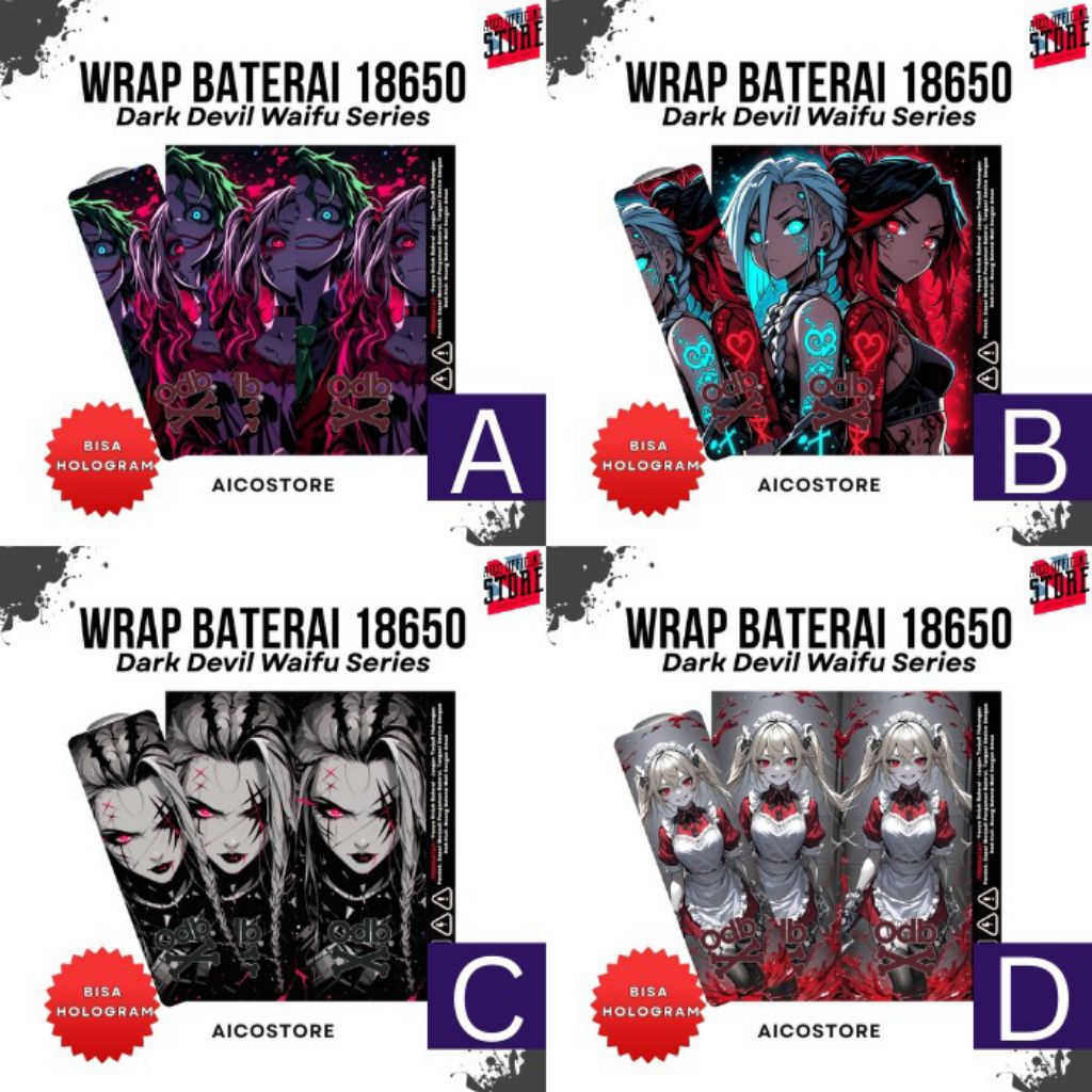 

Stiker Wraps Baterai 18650 Odebe x Dark Devil Full Desain Termurah Untuk Melindungi Baterai Dan Mempercantik Baterai