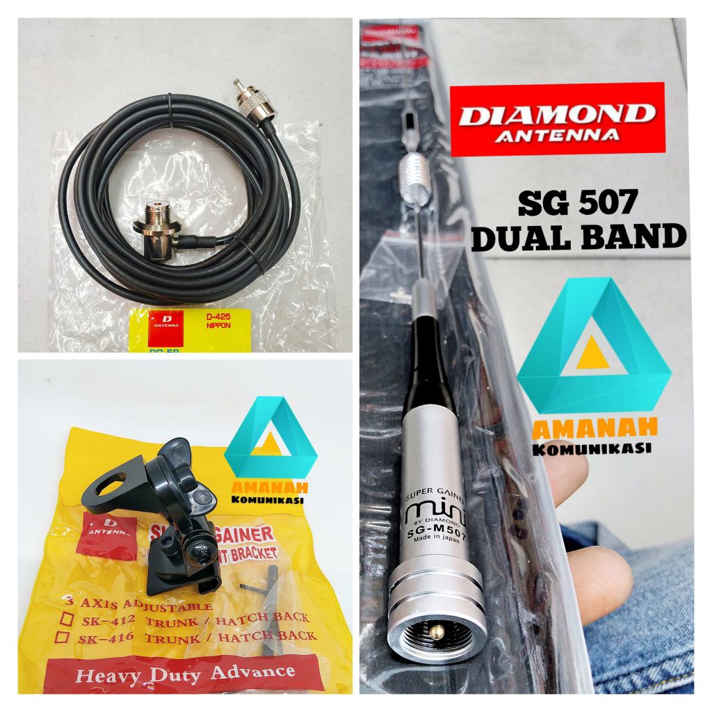 Paket lengkap Antena Radio Rig mobil dual band