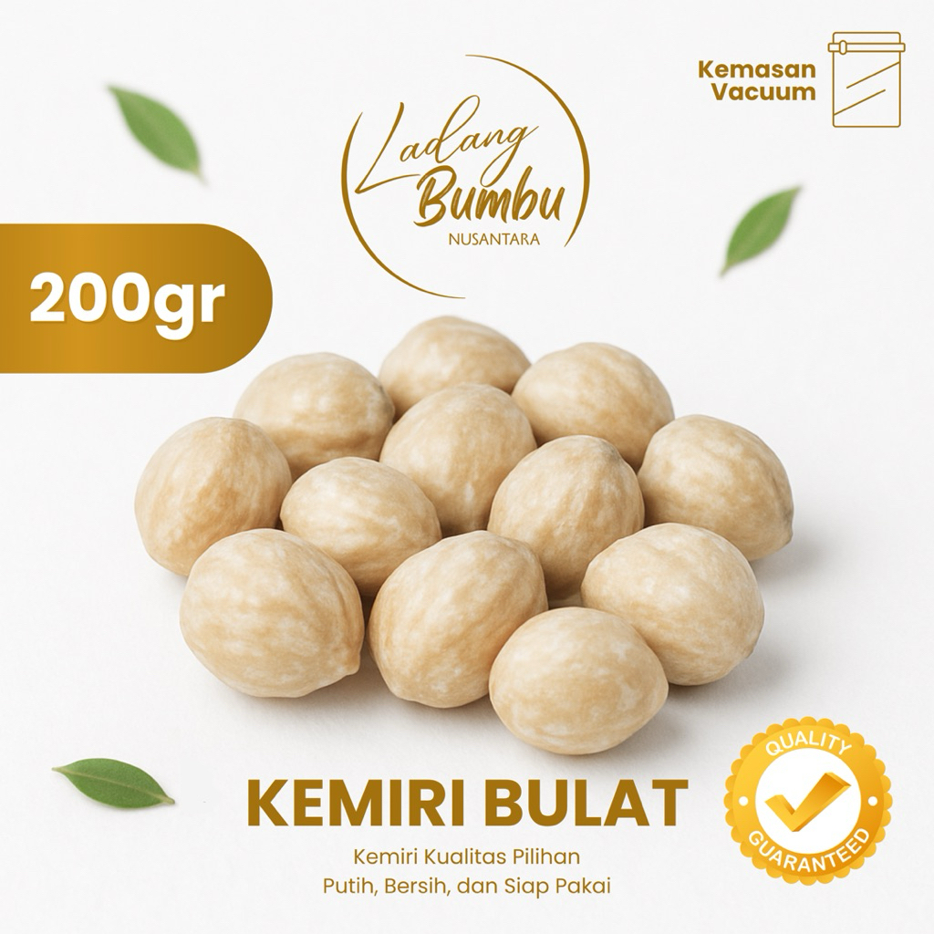 

Kemiri Kupas Bulat Utuh 200 gr | Kering, Vacuum, Siap Masak - Fresh & Higienis