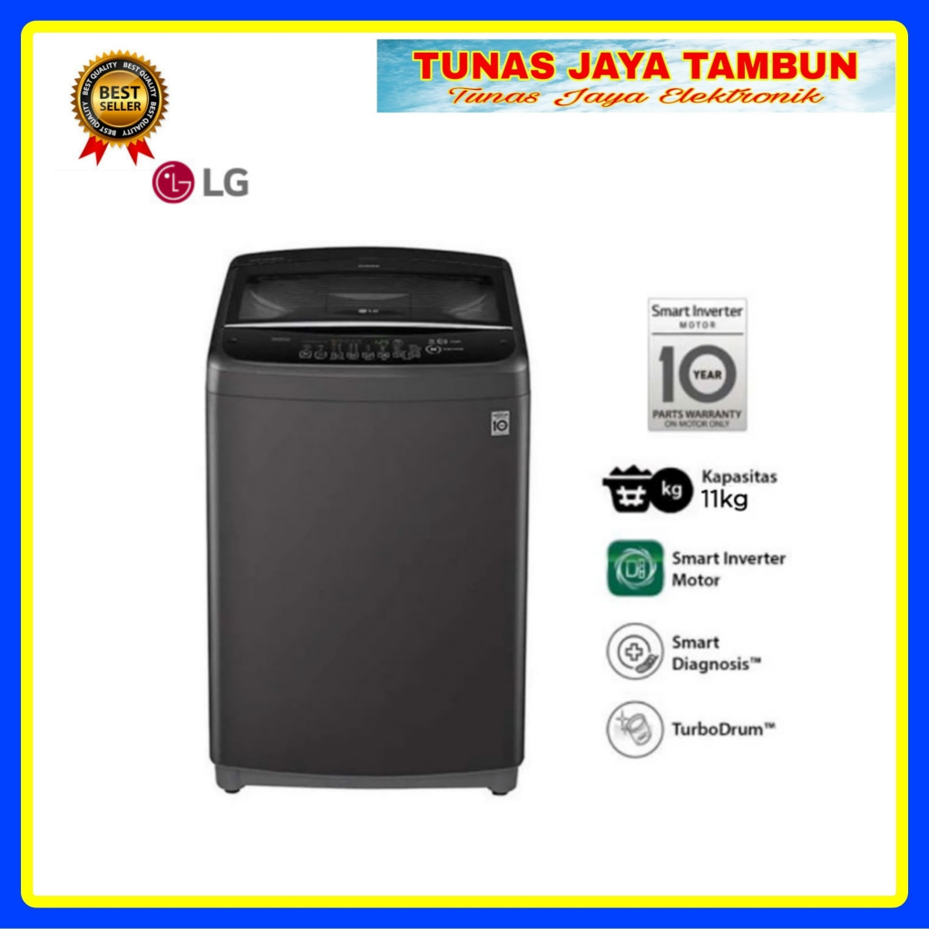 MESIN CUCI LG  T 2311 VSPB / MESIN CUCI LG 1 TABUNG 11 KG / LG T2311VSPB TOP LOADING