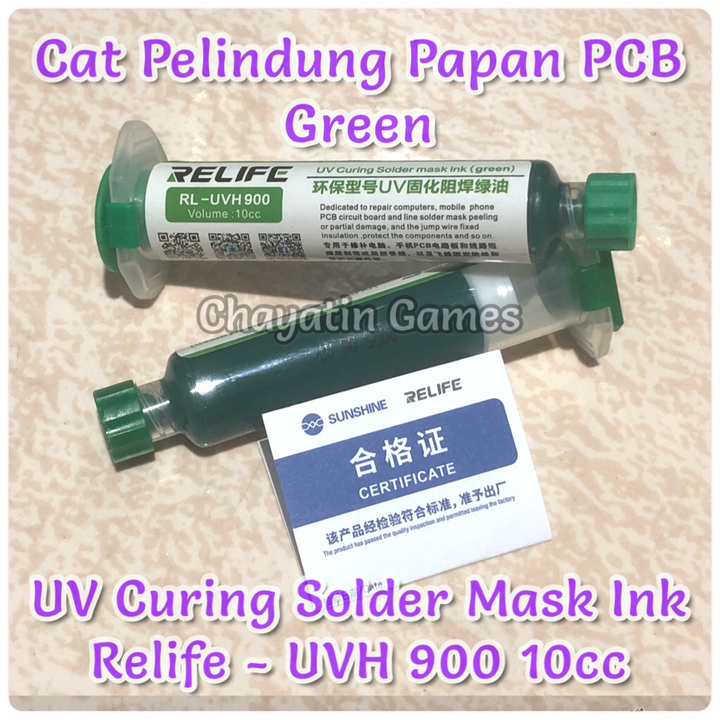Cat Pelindung Papan PCB Relife RL UVH 900 Curing Solder Mask Ink Green UVH900