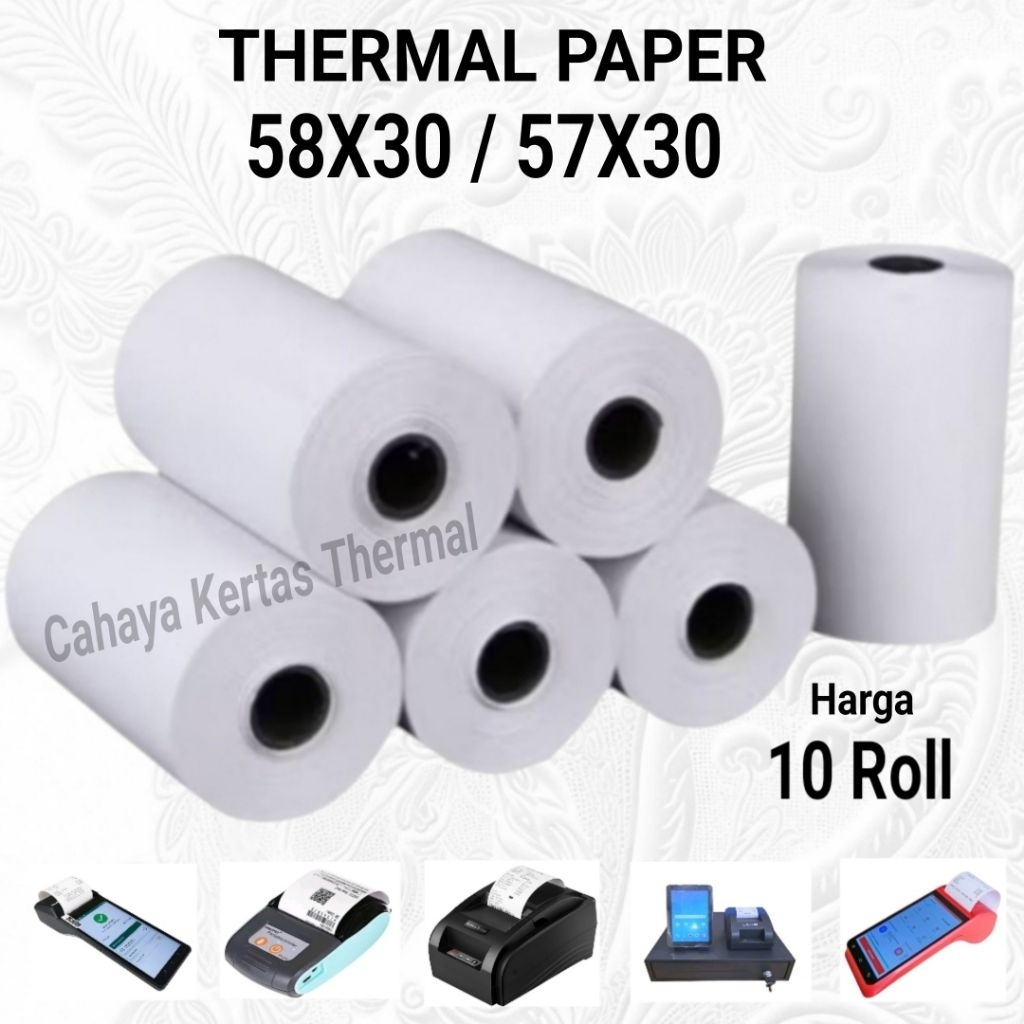 

10 Roll Kertas Struk Thermal Paper Roll 58X30 / 57X30