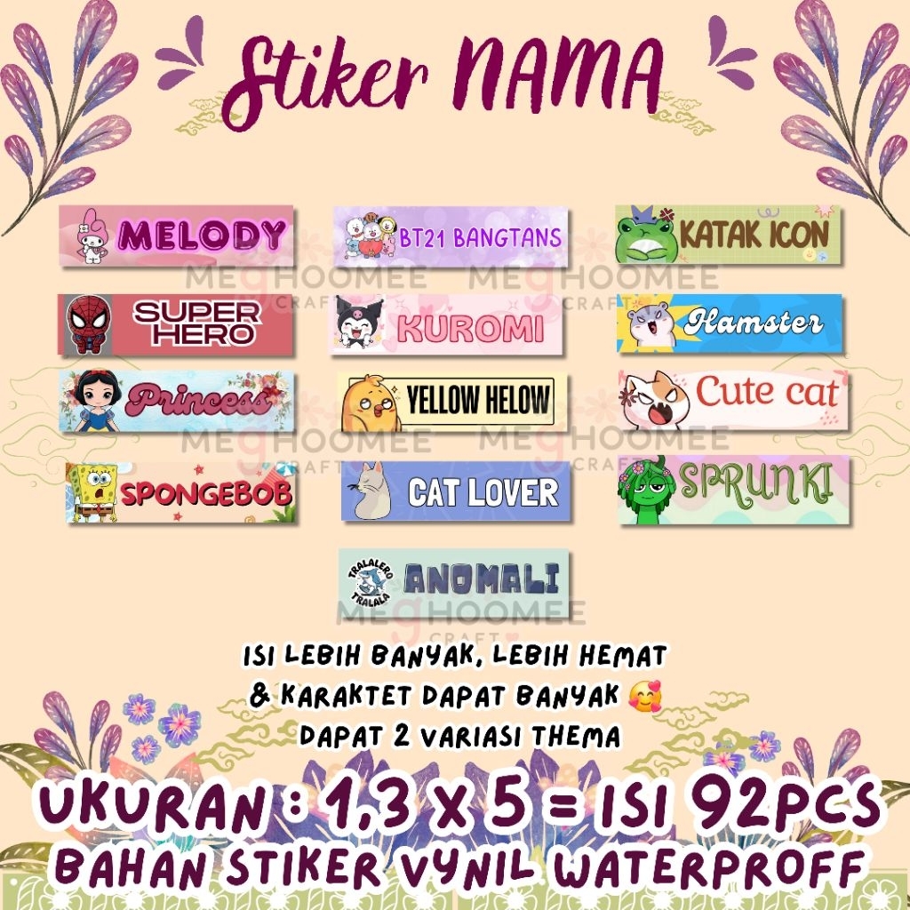 

CUSTOM STIKER NAMA VYNIL WATERPROFF