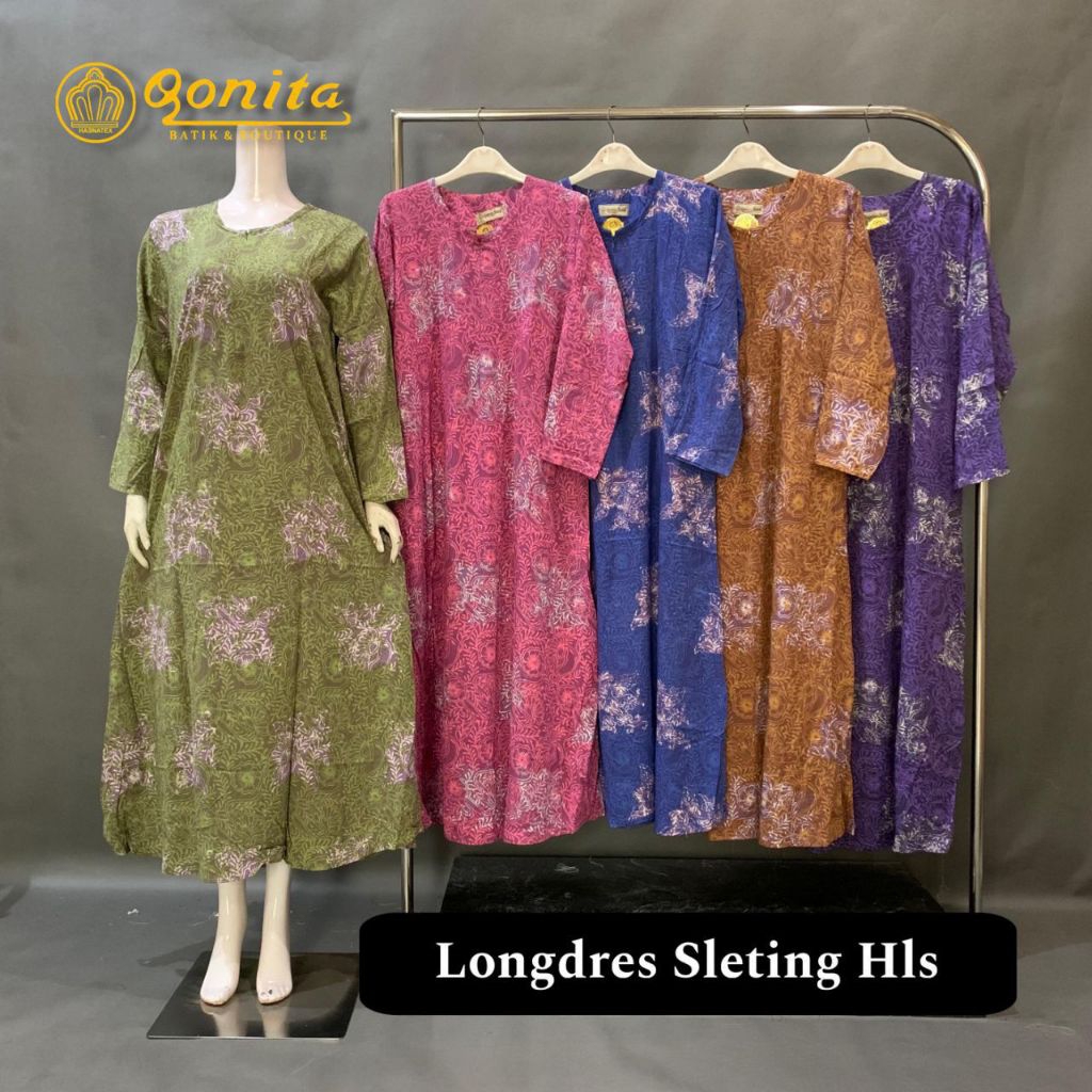 {LD 100 CM} Daster Qonita Batik ll Longdres Sleting Hls Long Dress