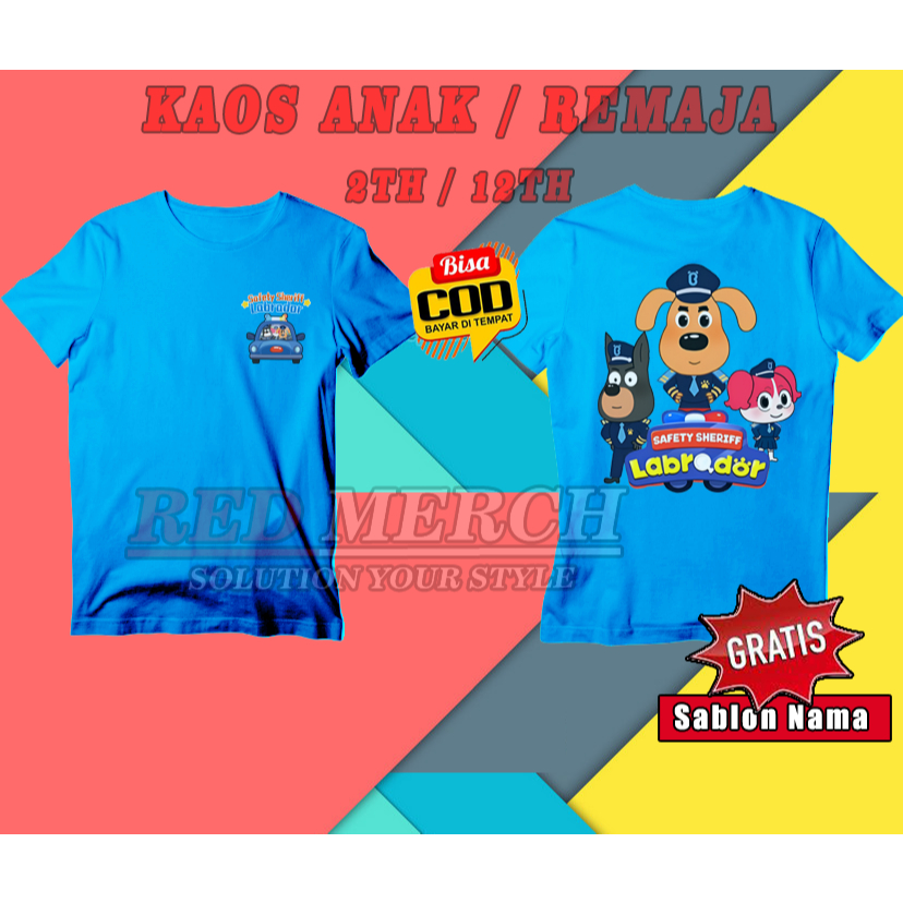 KAOS BAJU ANAK SAFETY SHERIFF POLISI LABRADOR ANIMASI KIDS