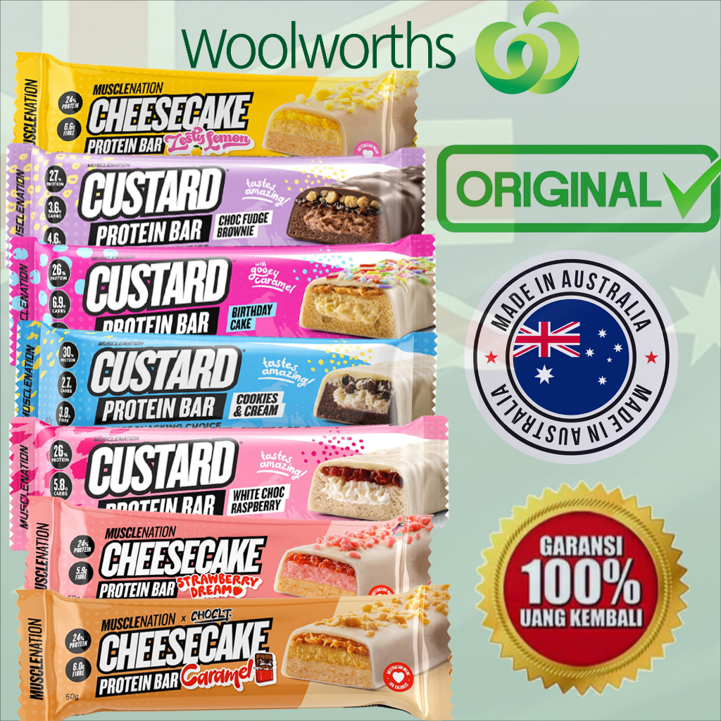 

Muscle Nation Protein Bar Custard Caramel / Cookies and cream / Choco / Strawberry Impor Australia