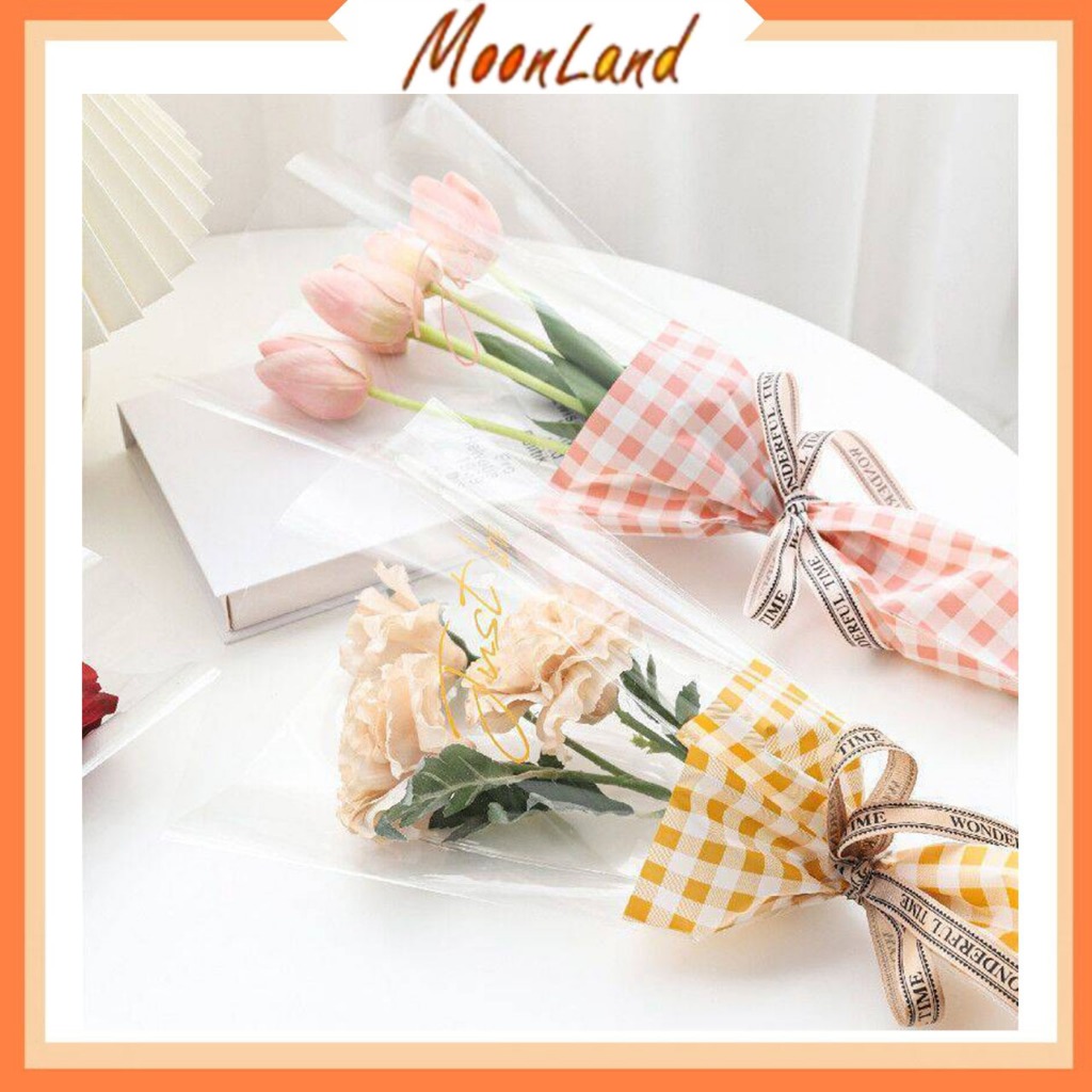 

30 Lembar Plastik Buket Bunga instan Plastic Flower Bucket Motif Gingham Square KB6153