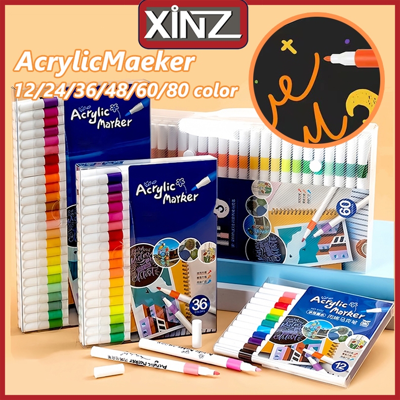 

XiNZ Acrylic Marker Set Spidol Akrilik DIY Painting Spidol Pastel Pulpen Drawing Warna