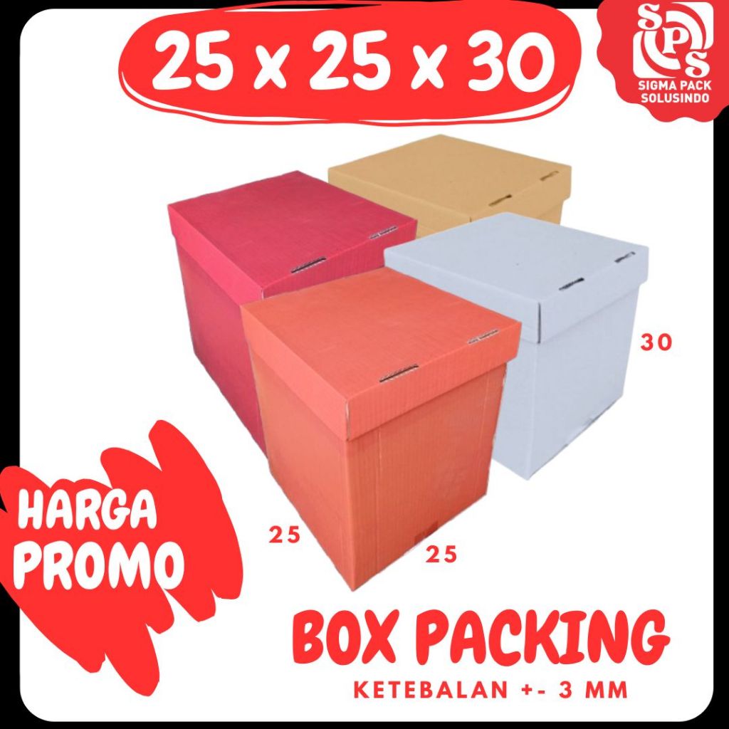 

Box Kado 25x25x30 / 25x25x20 / 25x25x10 (Set Top/Bot Heebe) Kardus Packing/Karton/Paking/Polos/Hampers/Boneka/Buah/Puding/Tart