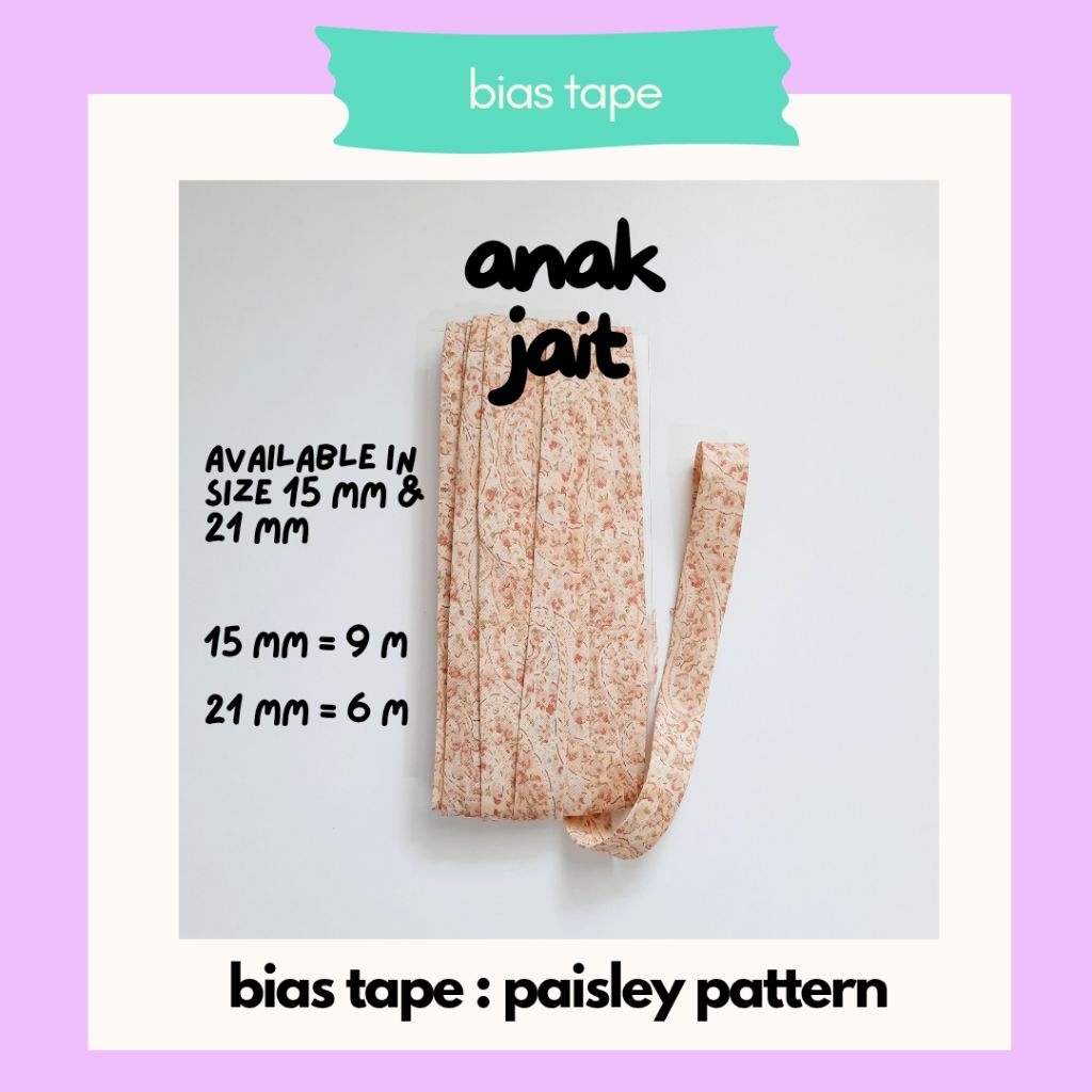 Bias Tape Bisban Katun/Bisban Katun Motif-Bisban Katun Motif Bunga /Bisban Katun Motif Kotak/Bias Ta
