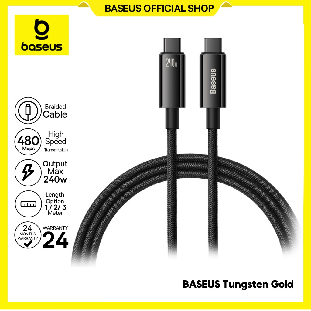Baseus Kabel Data Tungsten Gold Type-C to Type-C 240W Fast Charging Laptop iPad Tablet HP