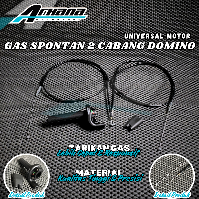 Gas Spontan 2 Cabang Kabel Ganda Domino Motor RX KING RXKING RXK NINJA SATRIA UNIVERSAL MOTOR