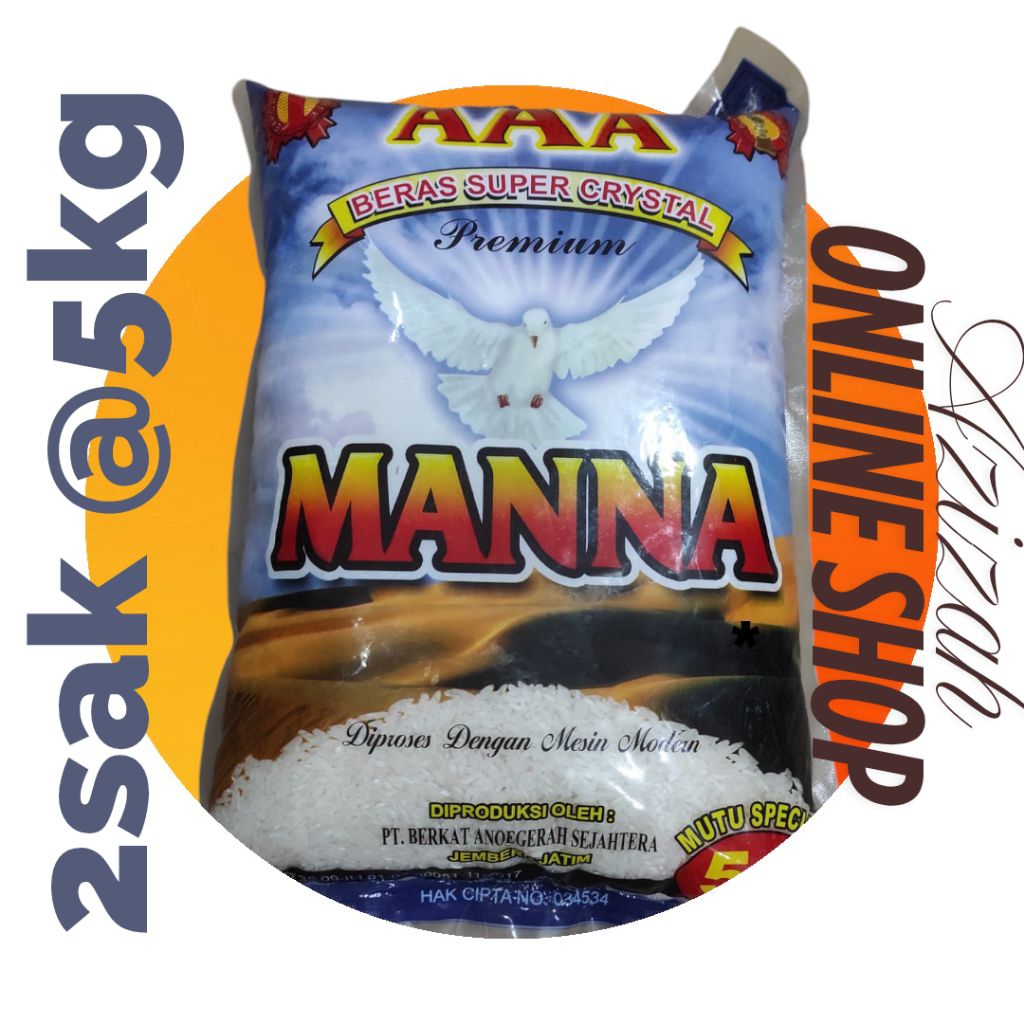 

Beras Manna 5kg, paket 2sak, 3sak & 4sak #BerasManna