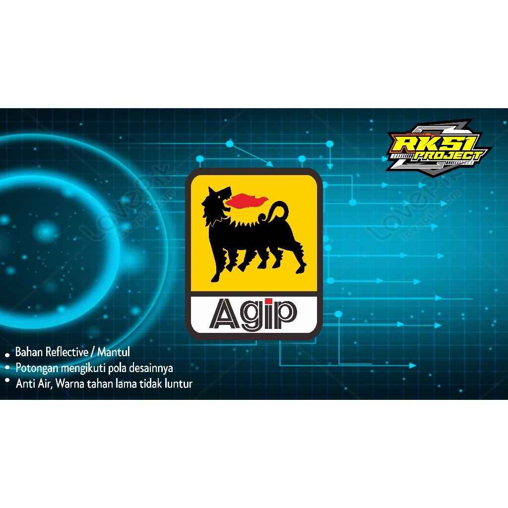 stiker AGIP merk oli cocok untuk mobil dan motor