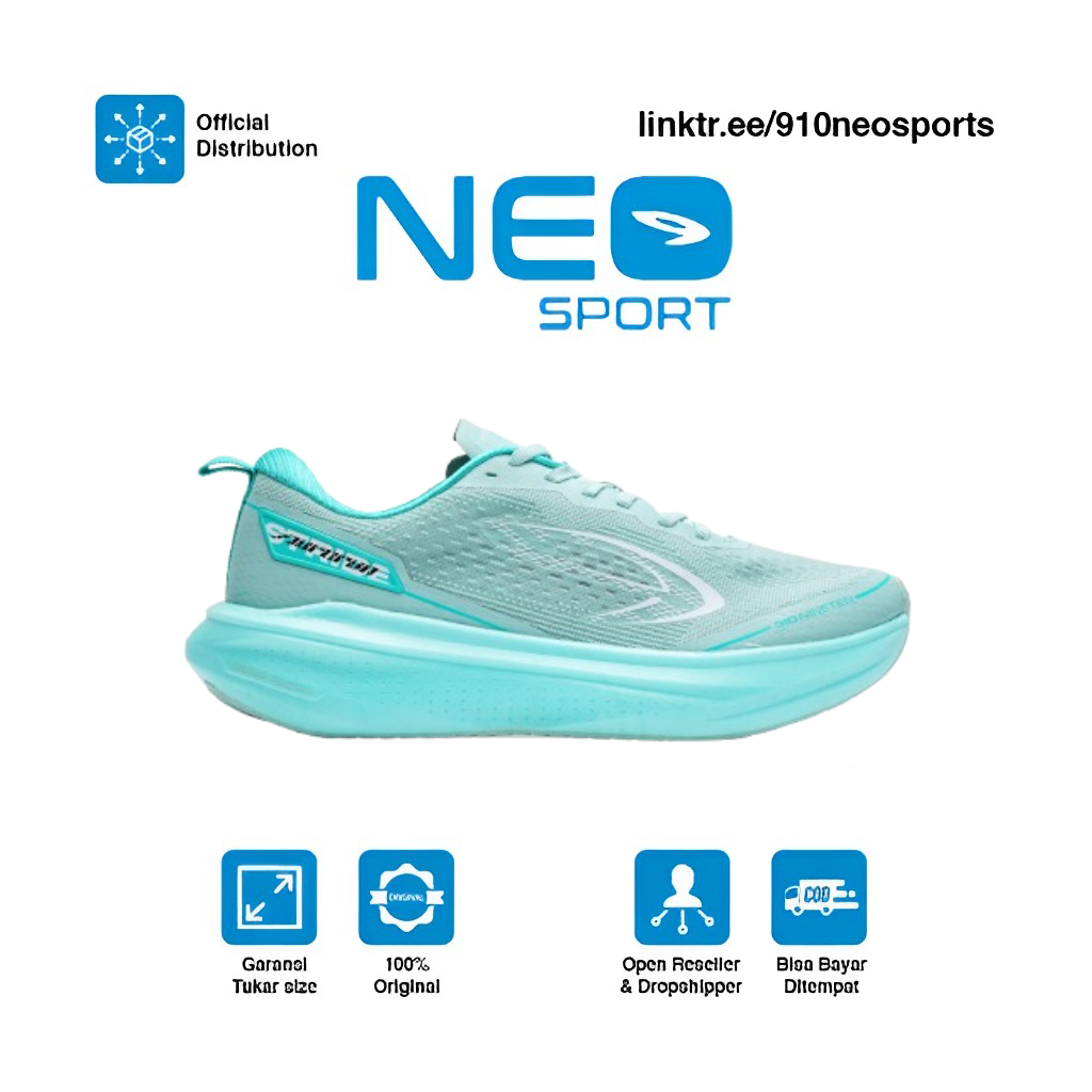910 SEPATU LARI AURORUN STRIDE - HIJAU MINT-HIJAU TOSCA-PUTIH GADING