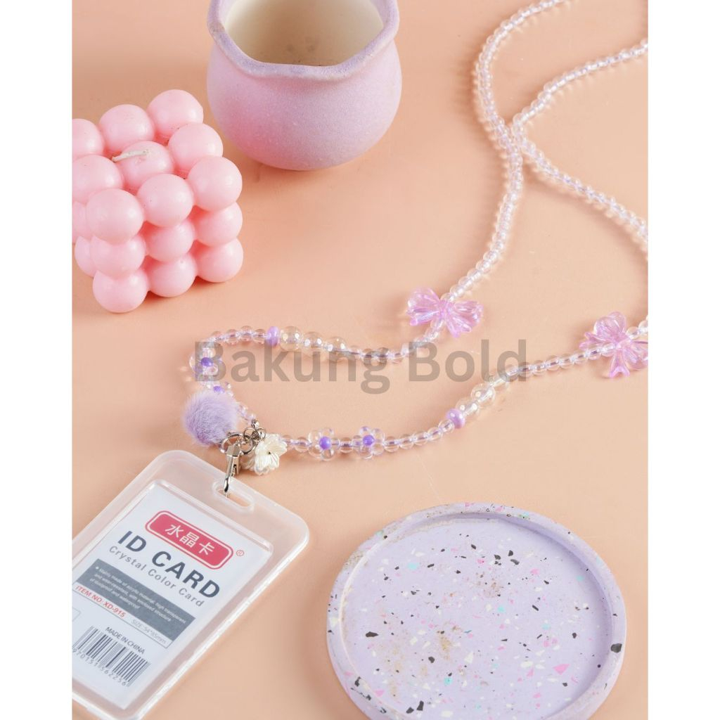 

lanyard manik id card kece beads 6mm gantungan id card