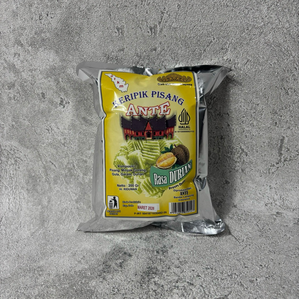 

KERIPIK PISANG ANTE RASA DURIAN ( SNACK )