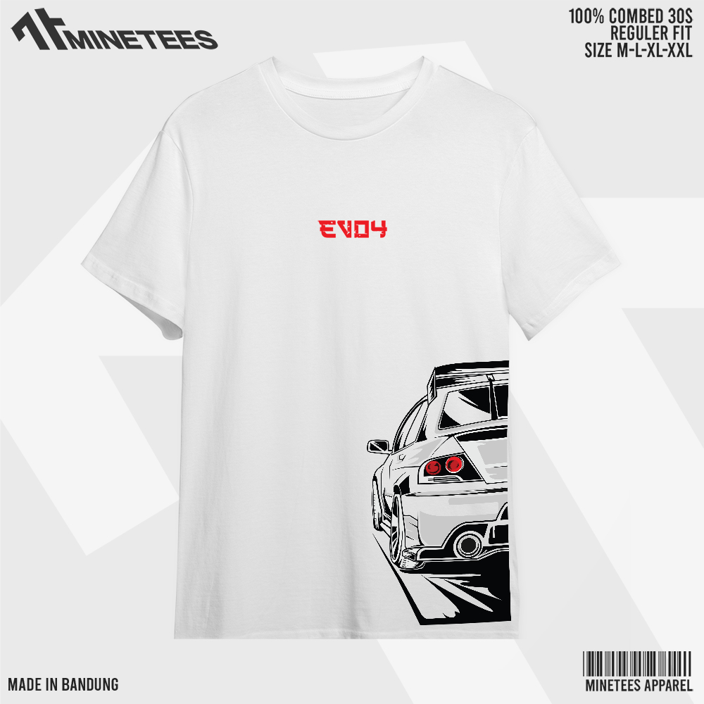 Tshirt Kaos Pria LANCER EVO 4 Putih Combed 30s