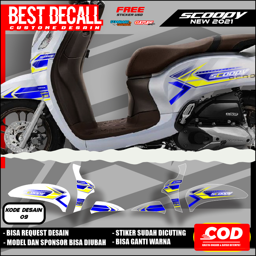 STIKER STRIPING TRANSPARAN HONDA SCOOPY NEW 2021 FACELIFT LIS STICKER UV SEMI FULL VARIASI DESAIN RA