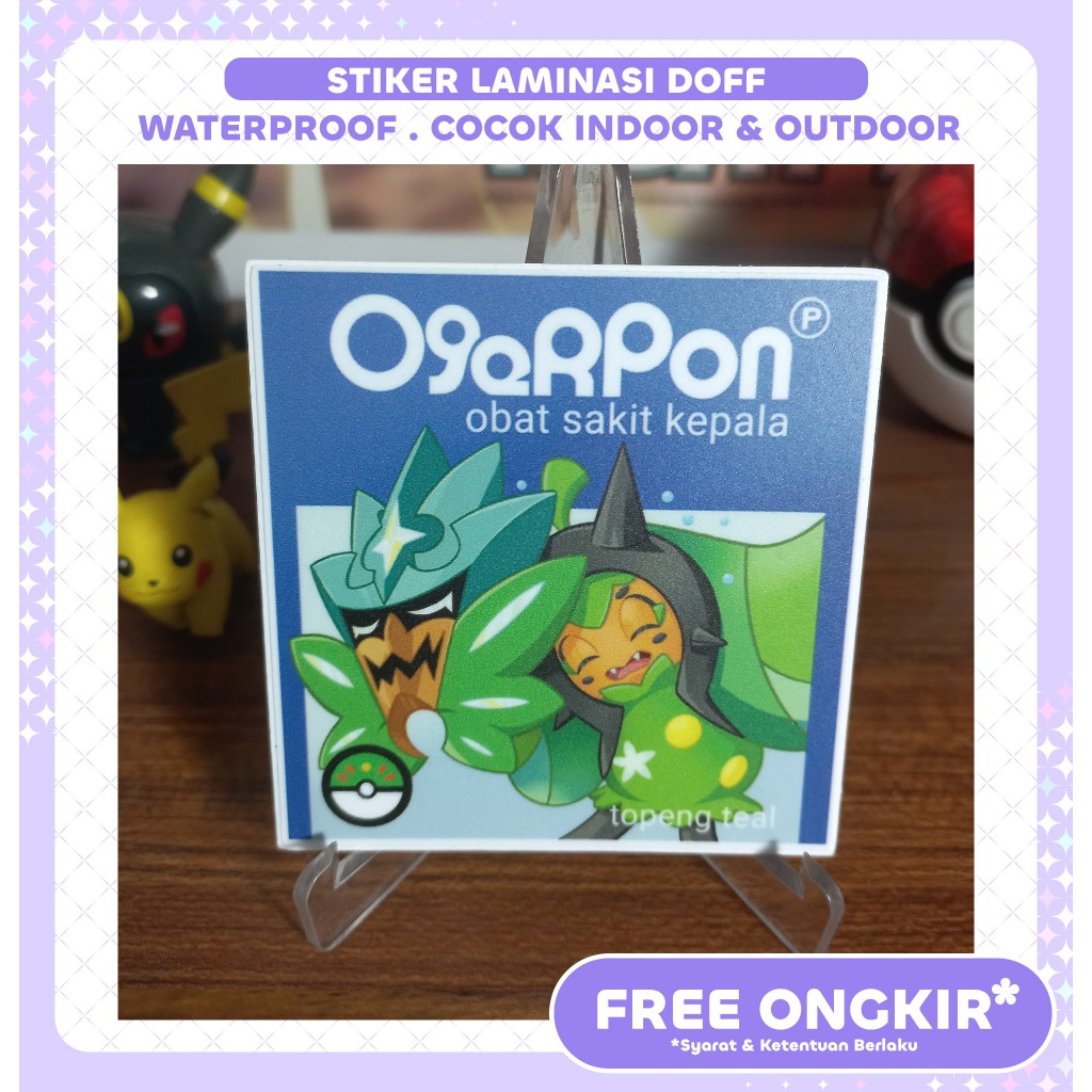 

Stiker Premium Laminasi Doff Outdoor Indoor (Sticker Anti Air) Oskadon Ogerpon Obat Sakit Kepala Parodi Sticker Pokemon Fanart Comifuro