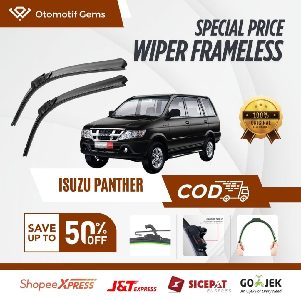 Wiper Frameless Mobil Isuzu Panther Halus Anti Suara Sepasang Isi 2 Pcs Kanan Kiri | Wiper Kaca Mobi