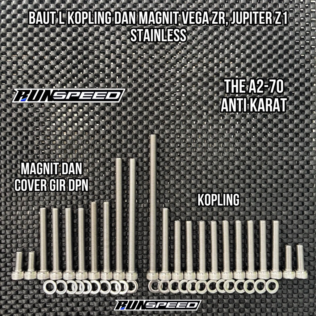 BAUT L STAINLESS BLOK MESIN BAUT BAK KOPLING DAN MAGNIT YAMAHA VEGA ZR JUPITER Z1 JUPITER 115 ANTI K