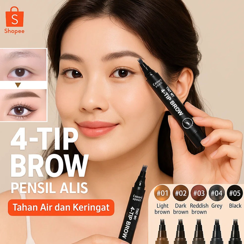 COD⚡ Diskon Terbatas Pensil Alis Waterproof Long Lasting Anti Luntur/Eyebrow Pen 4D Suake Original E
