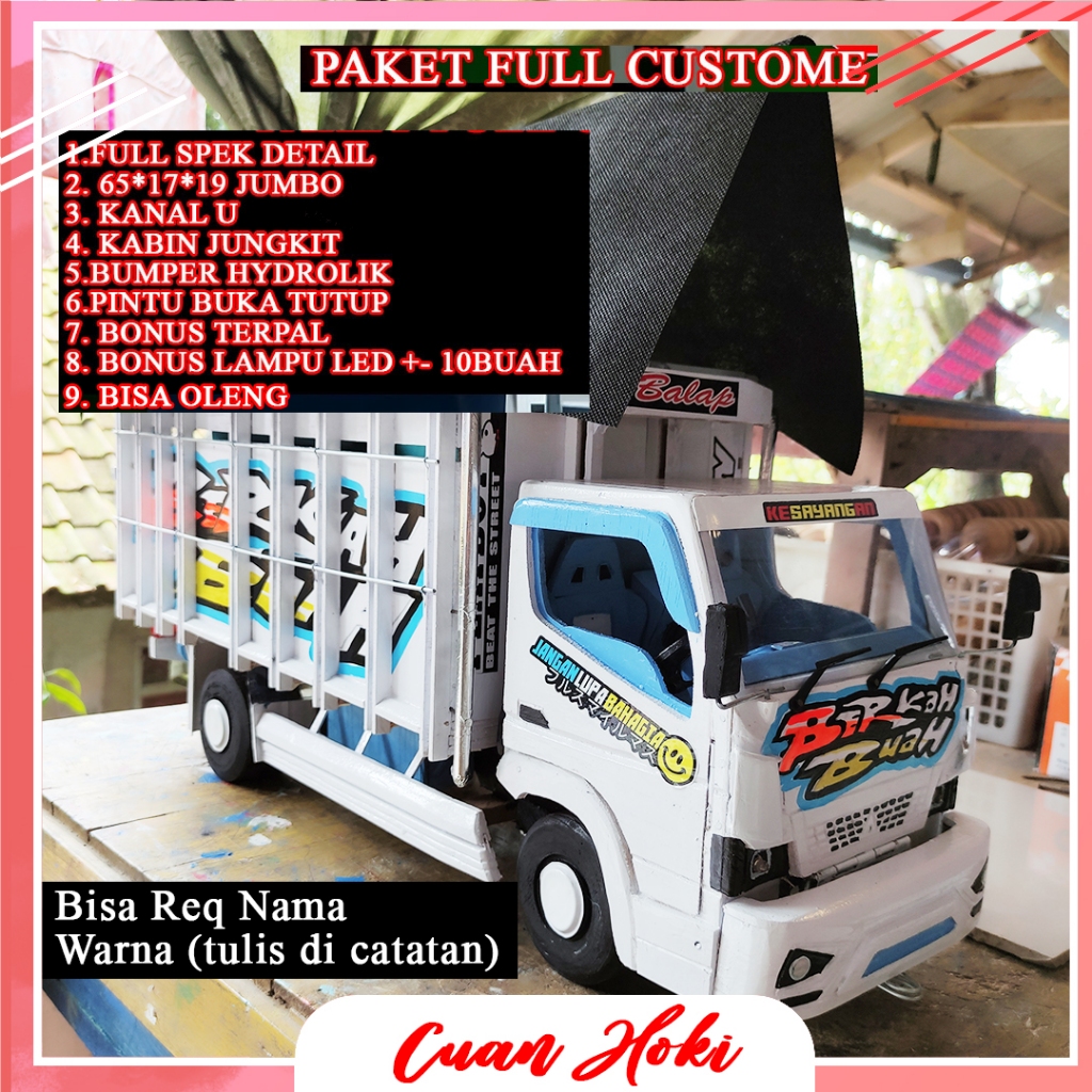 CUAN HOKI MAINAN TRUK OLENG SPESIAL FULL CUSTOME LAMPU TERPAL MAINAN MINIATUR TRUK & BUS FULL SPEK