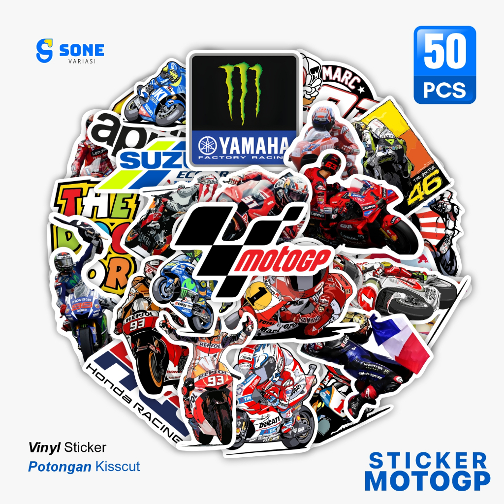 

Sticker MOTOGP Aesthetic Paper Vinyl Waterproof Aksesoris Helm, Laptop, Casing HP