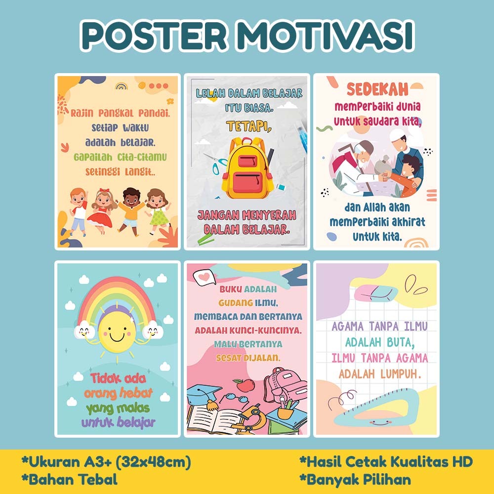

Perlengkapan sekolah POSTER DINDING ANAK MOTIVASI QUOTES KATA-KATA MUTIARA EDUKASI A3