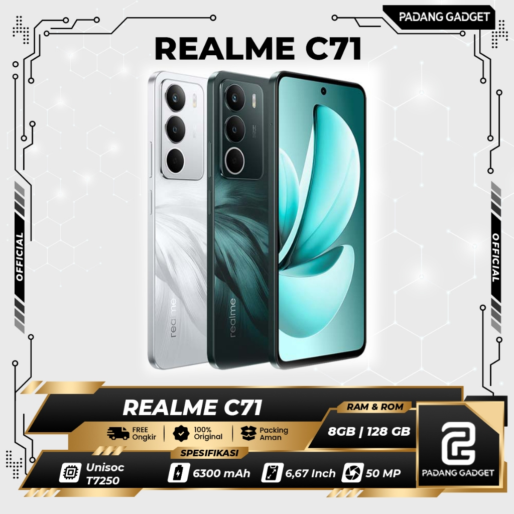 Realme C71 NFC 4/128 & 6/128 & 8/128 GB HP Smartphone Original 6300 mAh Android Garansi 1 Tahun