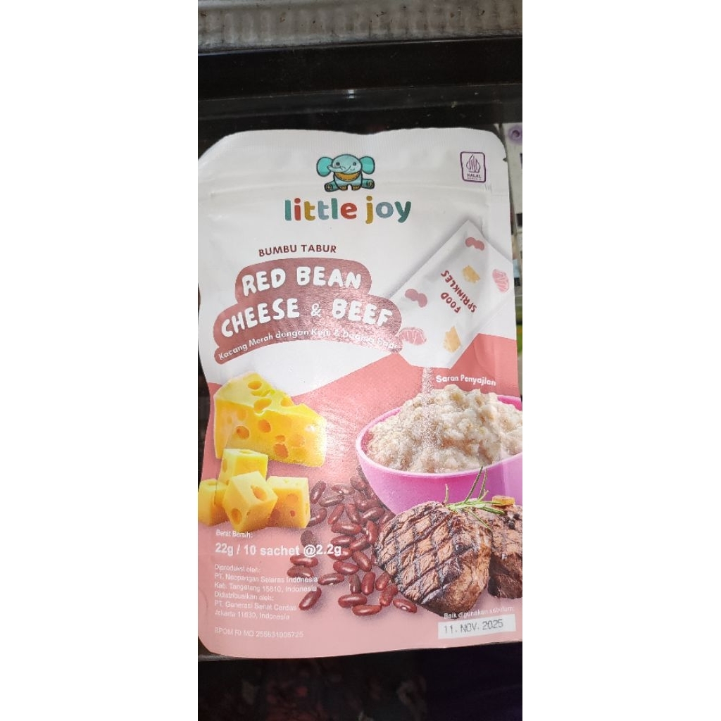 

Little Joy Bumbu Tabur Mpasi Red Bean Cheese&Beef Free Chicken Tempe Sweetcorn