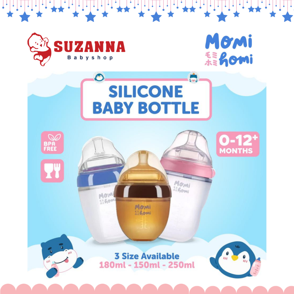 MOMI HOMI Premium Botol Dot Silikon - Botol Susu Bayi Wide Neck Silicone Food Grade