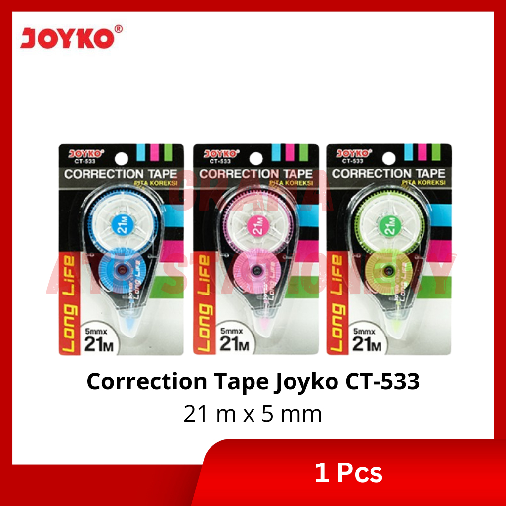 

[1 Pcs] Correction Tape Joyko CT-533 / Penghapus Tipex Pita Kertas Joyko CT-533