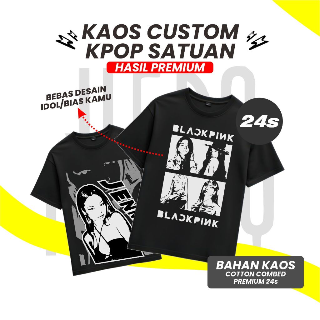 Heroninety - Custom Kaos KPOP DTF Satuan 24's / Kaos Custom Satuan / Kaos Custom Kado