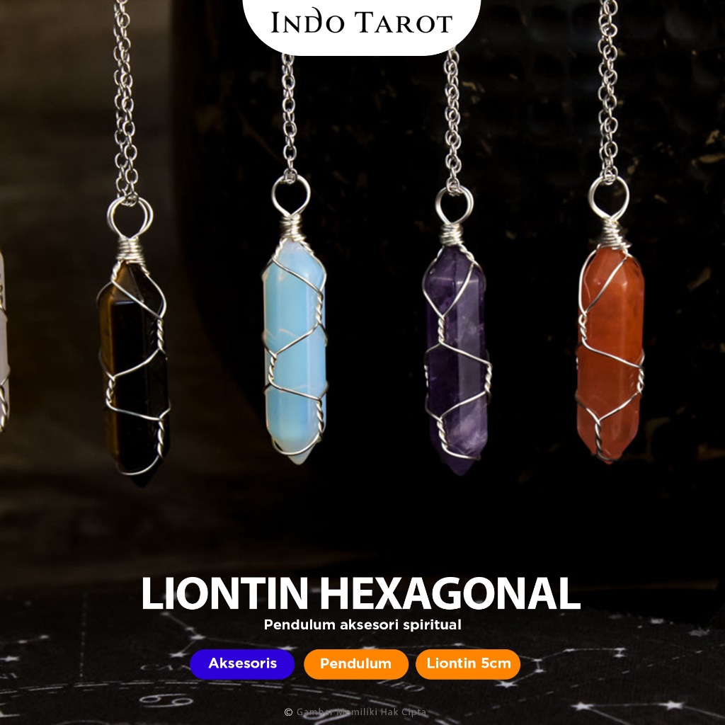 Kalung Meditasi Pendulum Kristal Hexagonal - Liontin Batu Permata