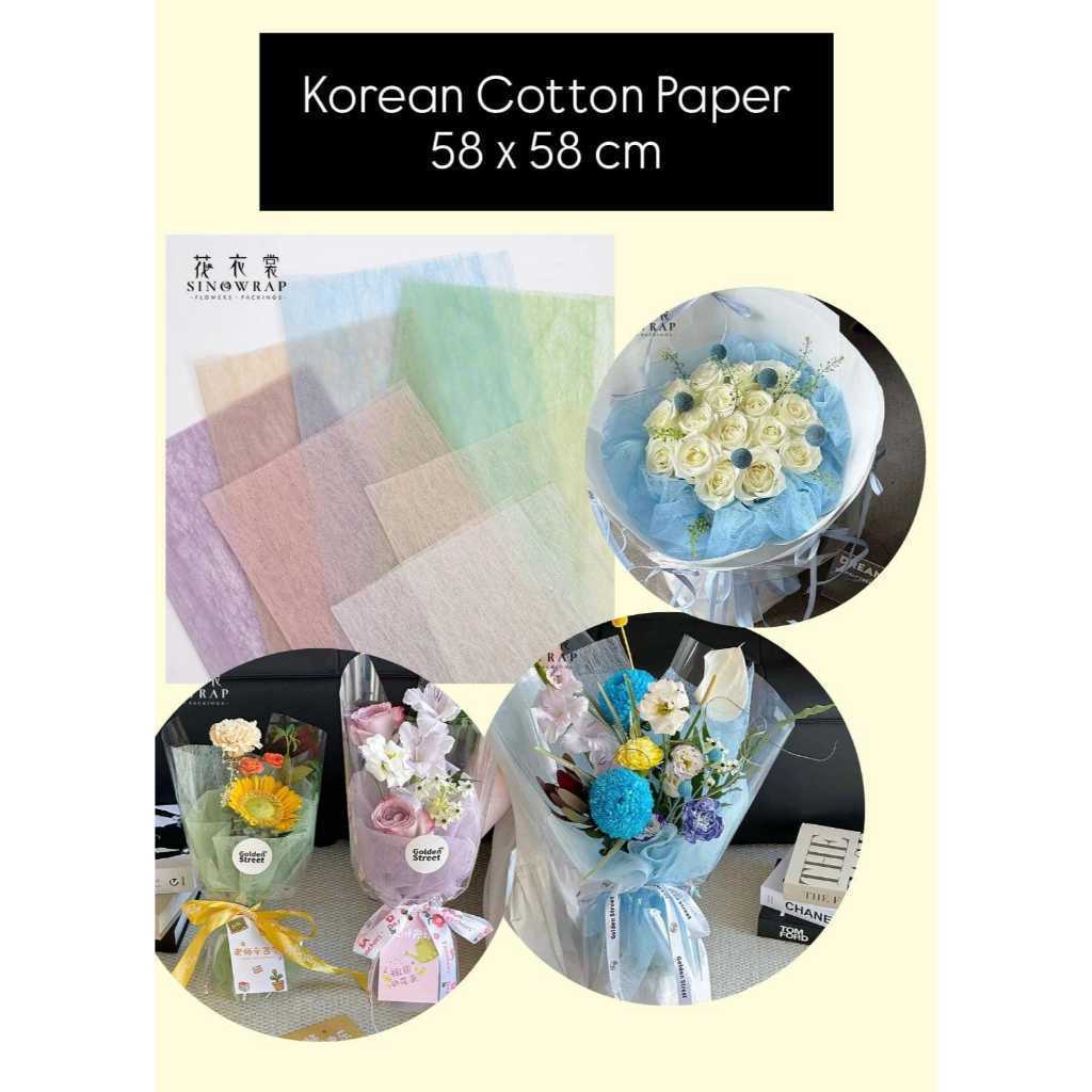 

(K 57) - 5 LEMBAR (58x58cm) Kertas Bunga Cotton / Kertas Tisu Non Woven Flower Wrapping Korean Style Kertas Buket Bunga